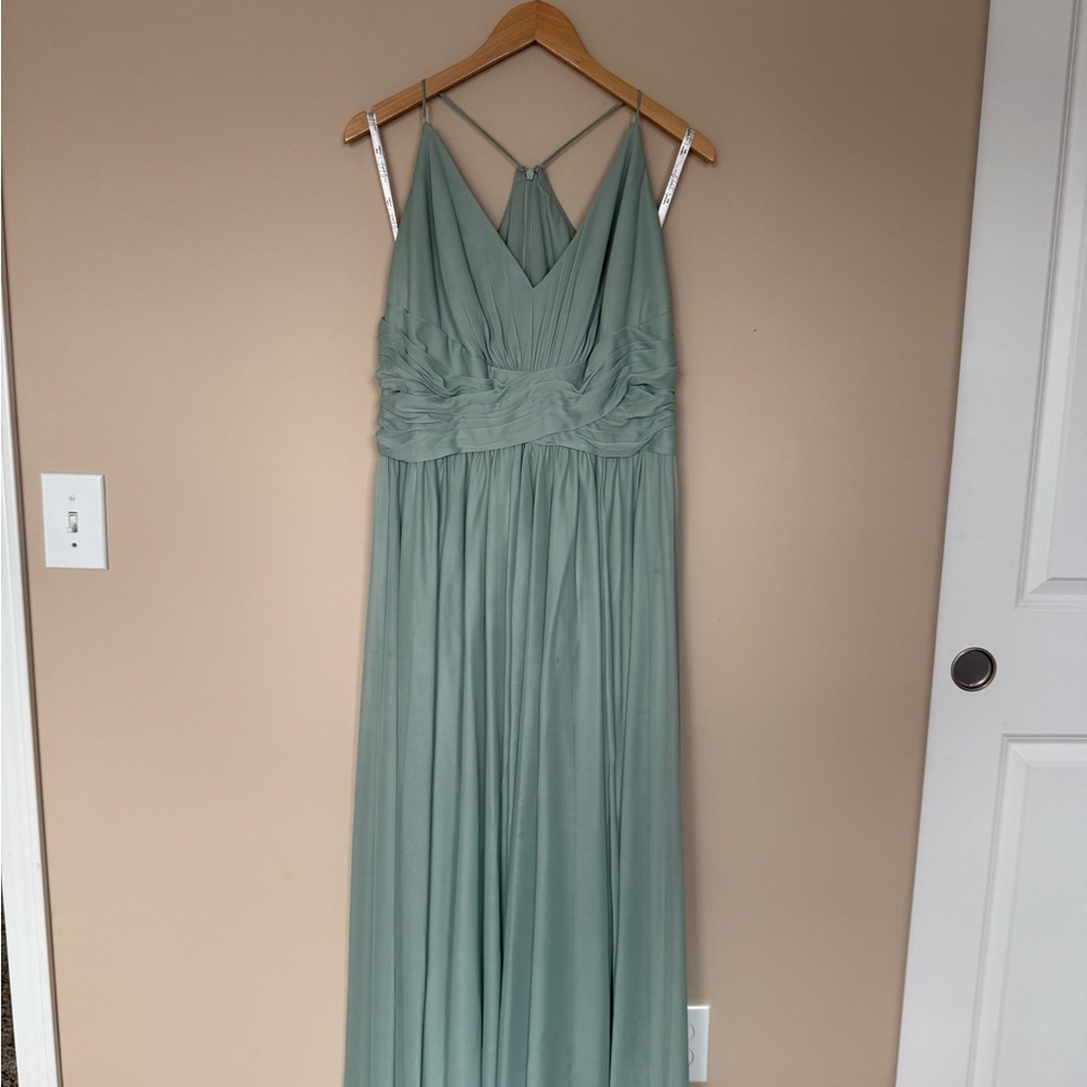 David’s Bridal Dusty Sage Green Maxi Dress